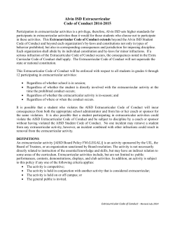 Alvin ISD Extracurricular Code of Conduct 2014-2015