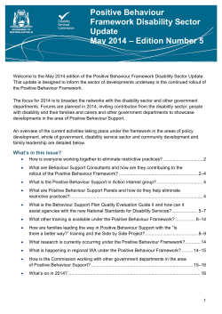 Positive Behaviour Framework Disability Sector Update, May 2014