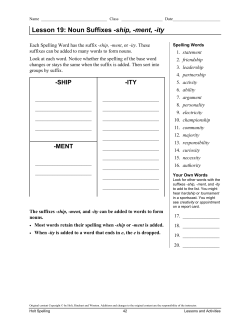 Lesson 19: Noun Suffixes -ship, -ment, -ity