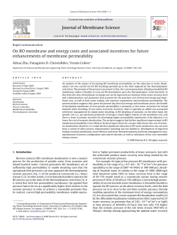 Journal of Membrane Science On RO membrane