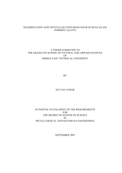 solidification and crystallization behaviour of bulk glass