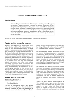 AGEING, SPIRITUALITY AND HEALTH Harriet Mowat Ageing and