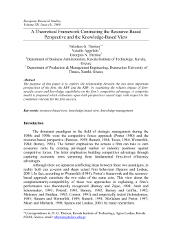 A theoretical framework contrasting the resource