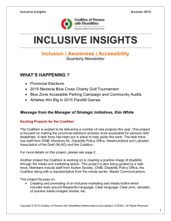 Summer - Coalition of Persons with Disabilities NL