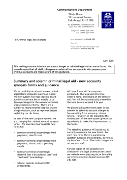 Summary and solemn criminal legal aid &ndash; new accounts synopsis