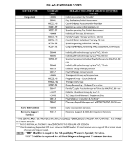 BILLABLE MEDICAID CODES NOTE: &ldquo;HD&rdquo; Modifier is required for