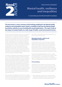 Mental health, resilience and inequalities
