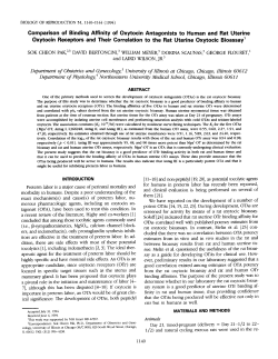Comparison of Binding Affinity of Oxytocin Antagonists to Human