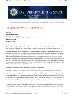 The Obama Administration and International Law