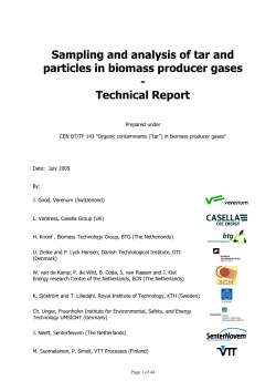 Sampling and analysis of tar and particles in biomass producer