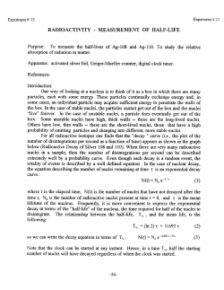 RADTOACTIVITY MEASUREMENT OF HALF.LIFE