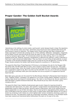 Proper Gander: The Golden Swill Bucket Awards