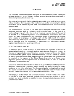GBRIB, Sick Leave - Livingston Parish Public Schools