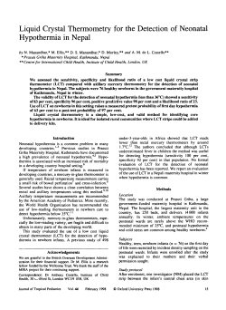 Liquid Crystal Thermometry for the Detection of
