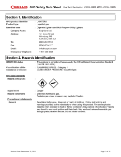 GHS Safety Data Sheet Coghlan`s Gas Lighters (#9013, #0829