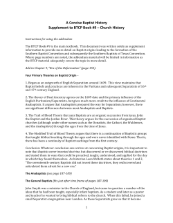 HBIBS Church History Supplement - Southern Baptists of Texas