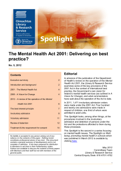 The Mental Health Act 2001: Delivering on best practice?