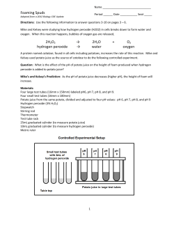 Foaming Spuds 2H2O2 &rarr; 2H2O + O2 hydrogen peroxide &rarr; water