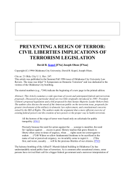 preventing a reign of terror: civil liberties implications of terrorism