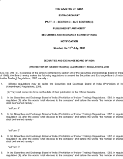 (Prohibition of Insider Trading)(Amendment)