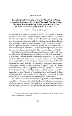 Constitutional Conventions and the Headship of State: Australian