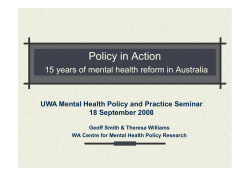 Policy in Action 15 years of mental health reform in