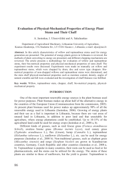 Evaluation of Physical-Mechanical Properties of Energy Plant Stems