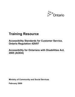Training Resource - Accessibility Standards for Customer Service