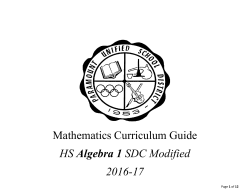 HS Algebra 1 SDC Modified Pacing Topic 3 2016-17