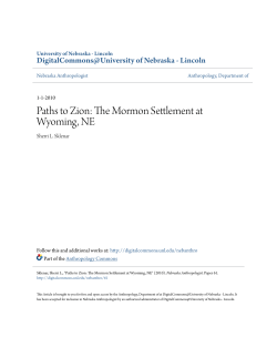 Paths to Zion: The Mormon Settlement at Wyoming, NE