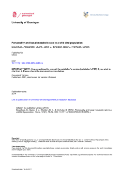University of Groningen Personality and basal metabolic rate