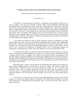 V. POPULATION ASPECTS IN THE REDUCTION OF HUNGER