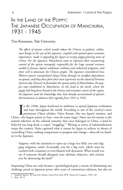 IN THE LAND OF THE POPPY: THE JAPANESE OCCUPATION OF