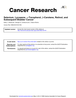 Subsequent Bladder Cancer -Carotene, Retinol, and &beta;