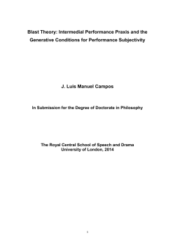 Blast Theory: Intermedial Performance Praxis and the Generative