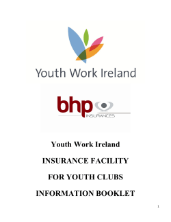 Youth Work Ireland INSURANCE FACILITY FOR YOUTH CLUBS