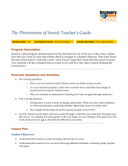 Teacher`s Guide The Phenomenon of Sound