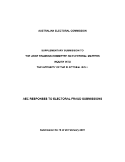 Supplementary submission to the Joint Standing Committee on