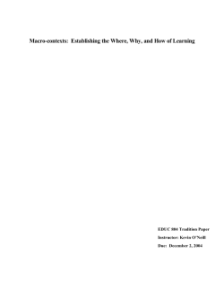 Macro-contexts: Establishing the Where, Why, and How of