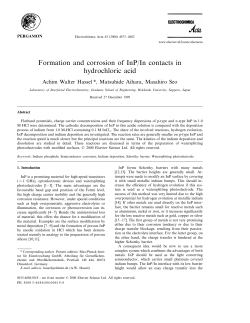 Formation and corrosion of InP/In contacts in hydrochloric acid