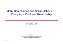 Moral Competence and Social Behavior &ndash; Clarifying a Confused