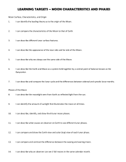 LEARNING TARGETS &ndash; MOON CHARACTERISTICS AND PHASES