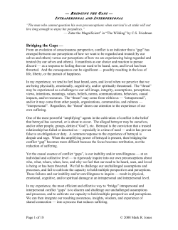 Bridging the Gaps - Intrapersonal and Interpersonal r0-a
