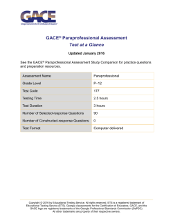 GACE Paraprofessional Assessment Test at a Glance (TAAG)