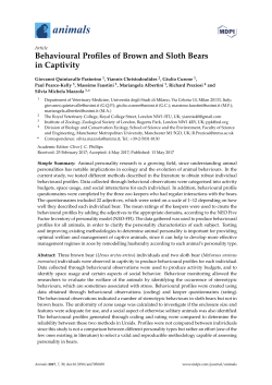 Behavioural Profiles of Brown and Sloth Bears in Captivity
