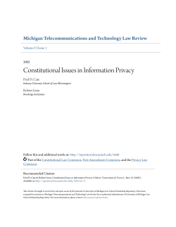 Constitutional Issues in Information Privacy