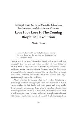 Love It or Lose It: The Coming Biophilia Revolution