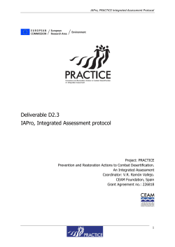 Deliverable D2.3 IAPro, Integrated Assessment protocol