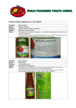 Tomato Label Study Part 2 - Australian Processing Tomato