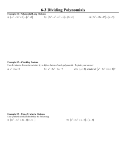 6-3 Dividing Polynomials